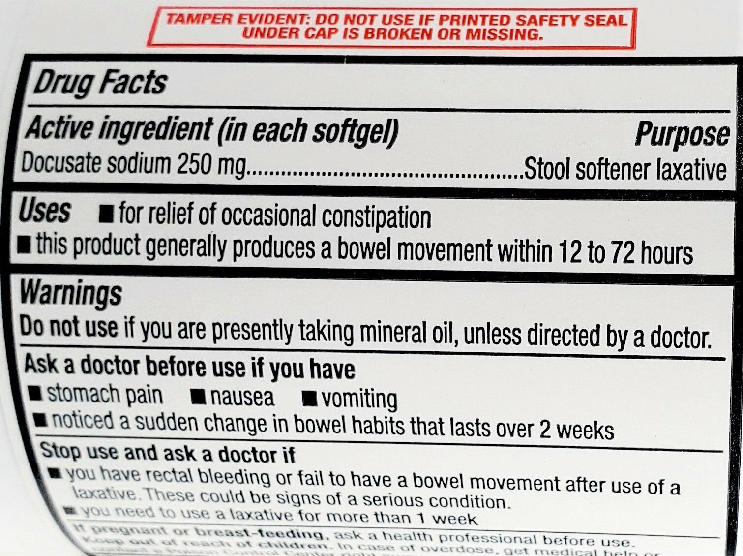 Major Docusate Sodium 250 mg Softgels Stool Softener 100ct -3 Pack -Exp 08-2024 Major 106401 - фотография #3