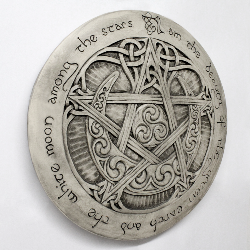 Large Moon Pentacle Plaque - Stone Finish - Dryad Design Pagan Wicca Pentagram Без бренда - фотография #4