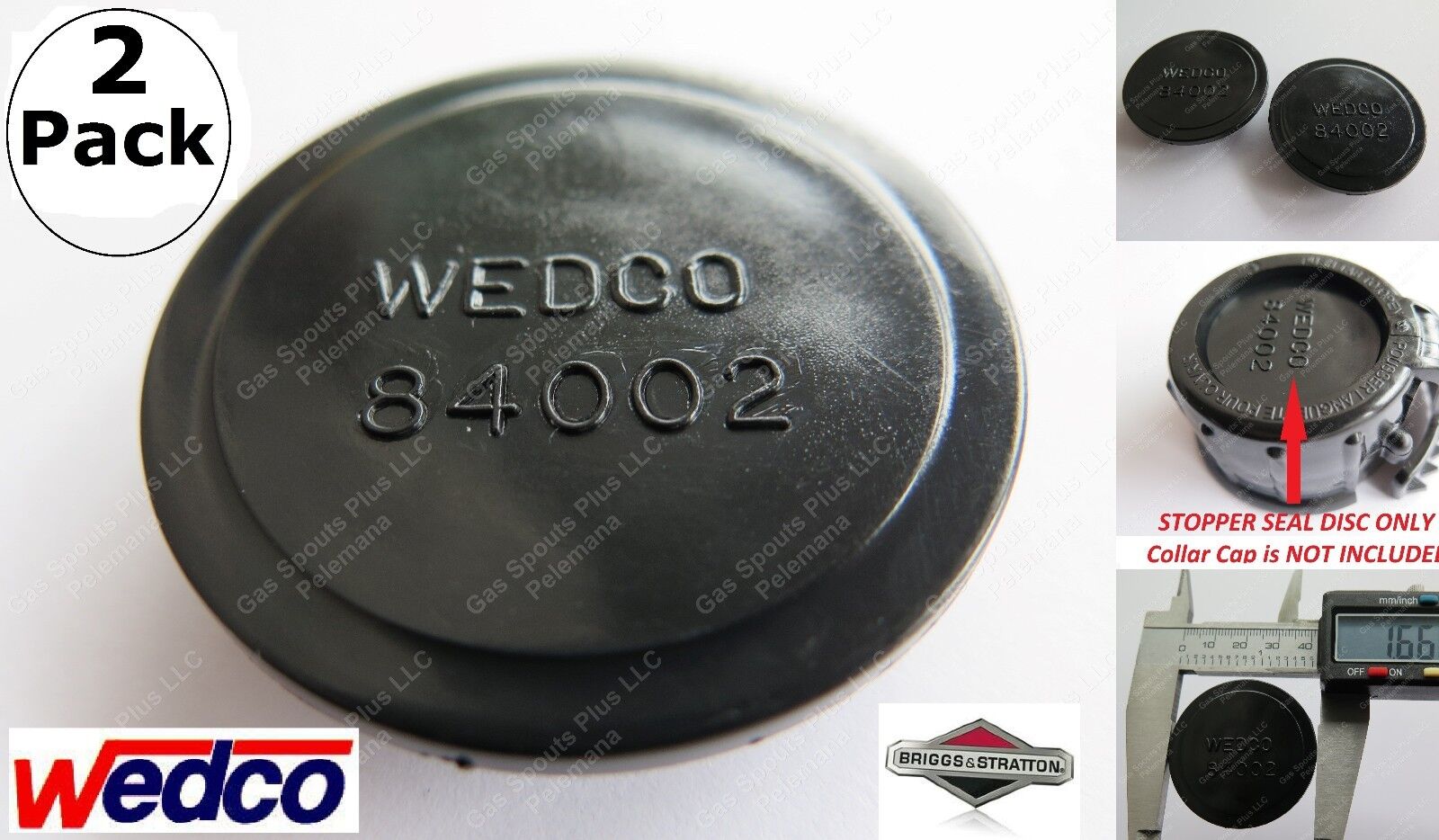 2-Pack Wedco Black Stopper Seal Discs 84002 Replacement Gas Can Parts Briggs NEW Wedco, Briggs & Stratton 80436
