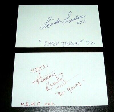Linda Lovelace Harry Reems Autographed Index Card Lot RARE TOGETHER Deep Throat Без бренда