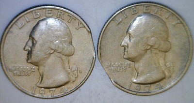 1974 1974d CLIP ERROR Washington Quarter BLAKESLEY Clipped 2 Coin LOT  FREE SHIP Без бренда - фотография #6