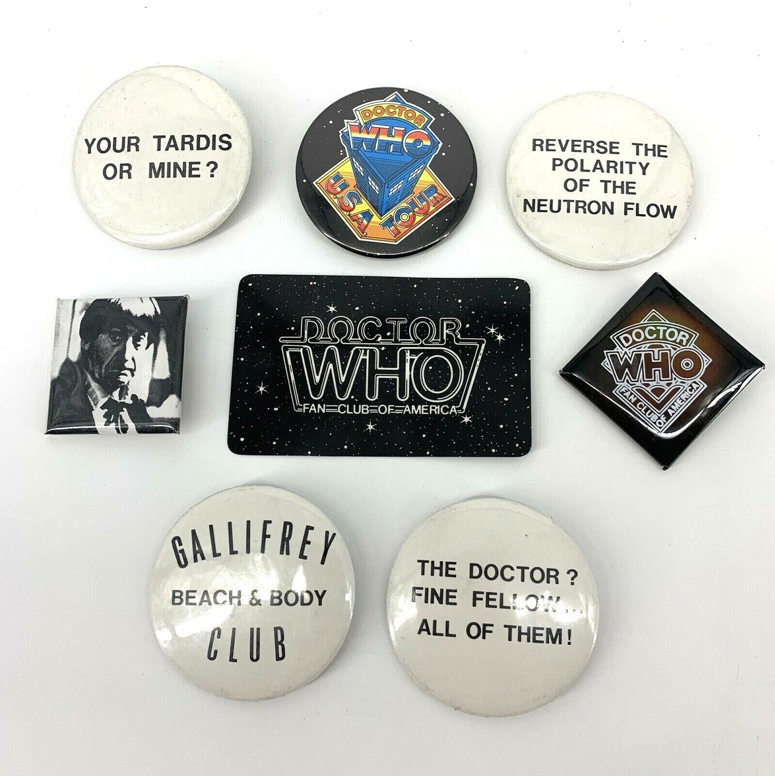 Vintage Dr Who Tom Baker Pin 8 Piece Collectible Lot Fan Club Gift Set  Без бренда - фотография #3