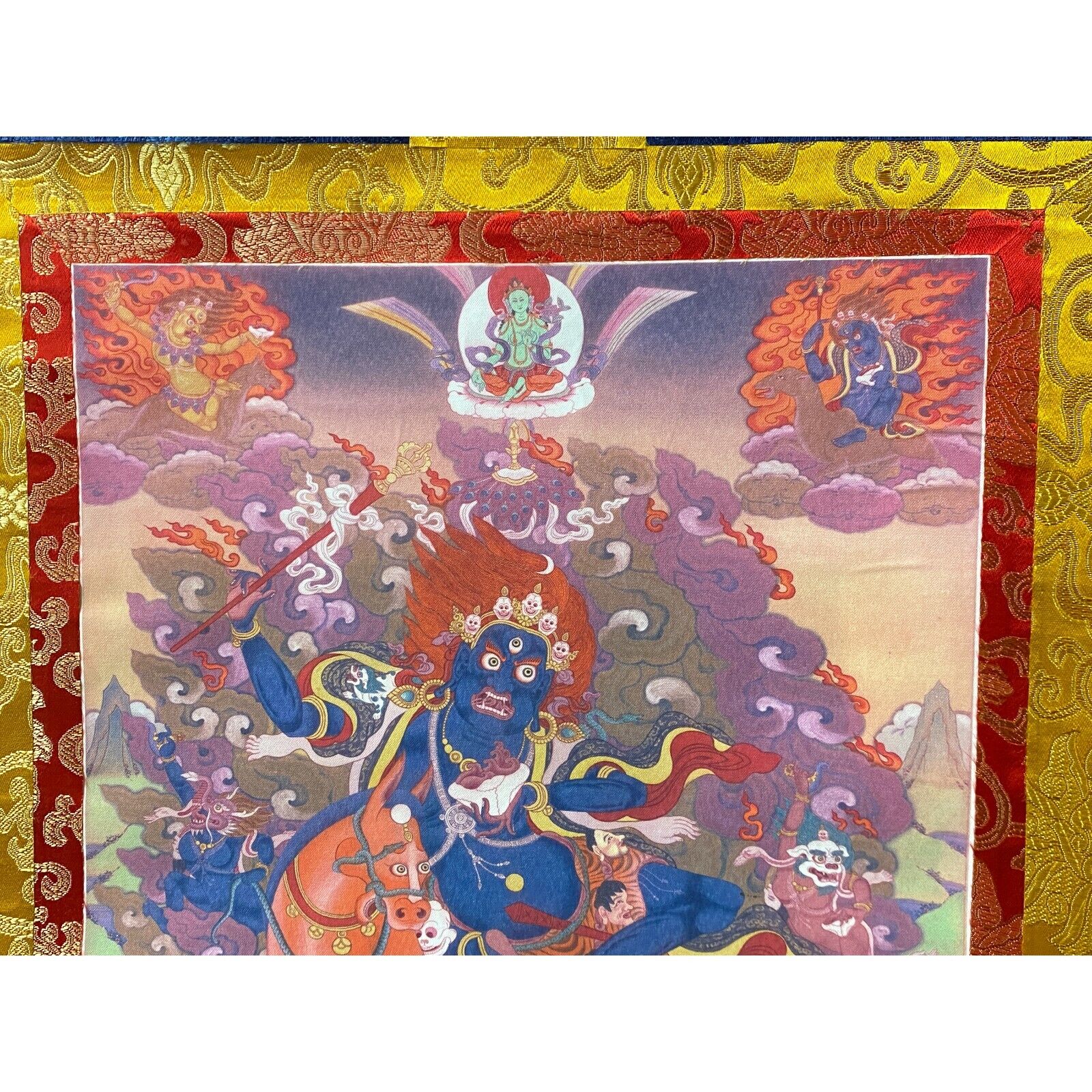 Tibetan Print Fabric Trim Protector Deity Art Wall Scroll Thangka ws2167 Без бренда - фотография #3