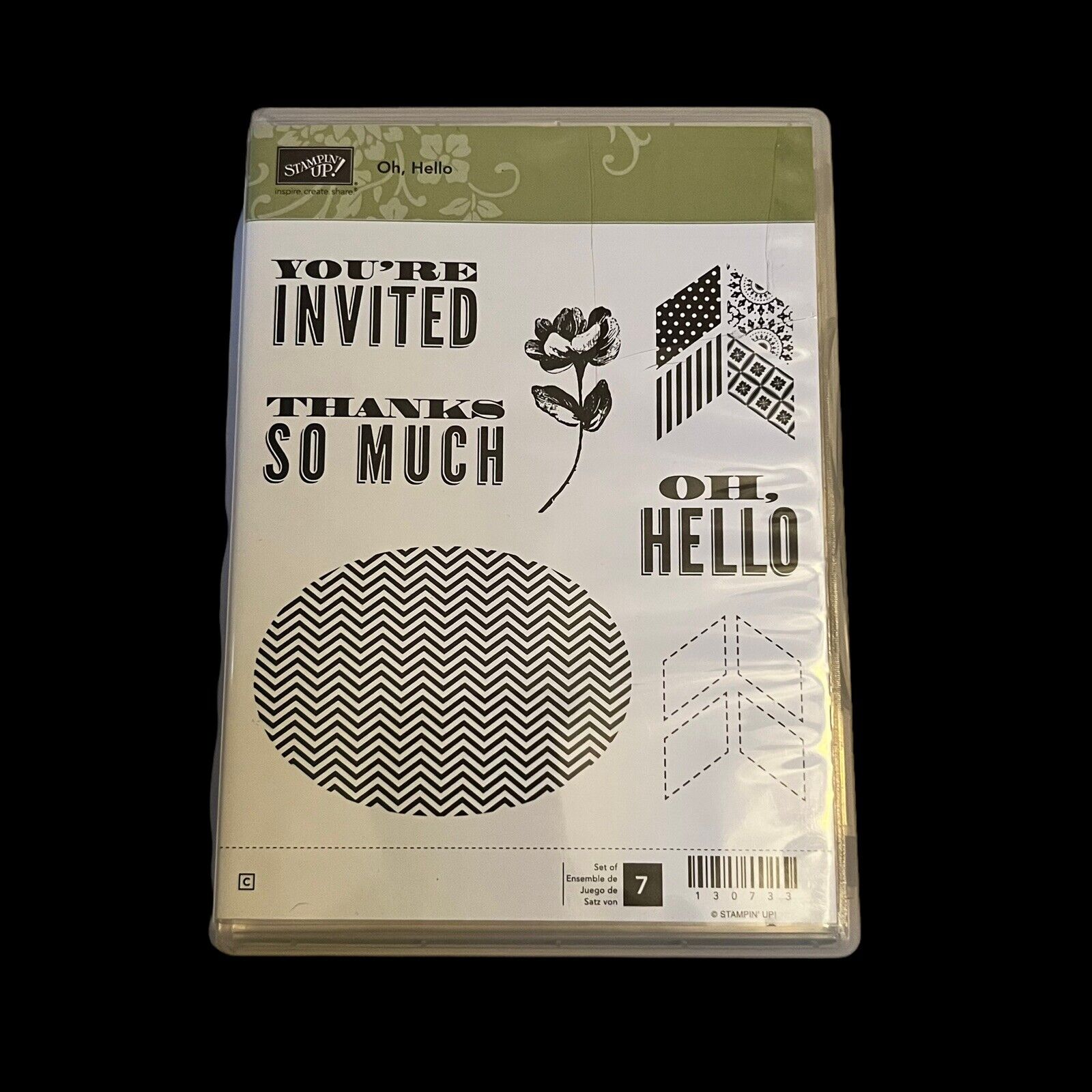 Stampin Up! "Oh, Hello" Invitation Thank You Card 7-Piece Rubber Stamp Set Stampin' Up!