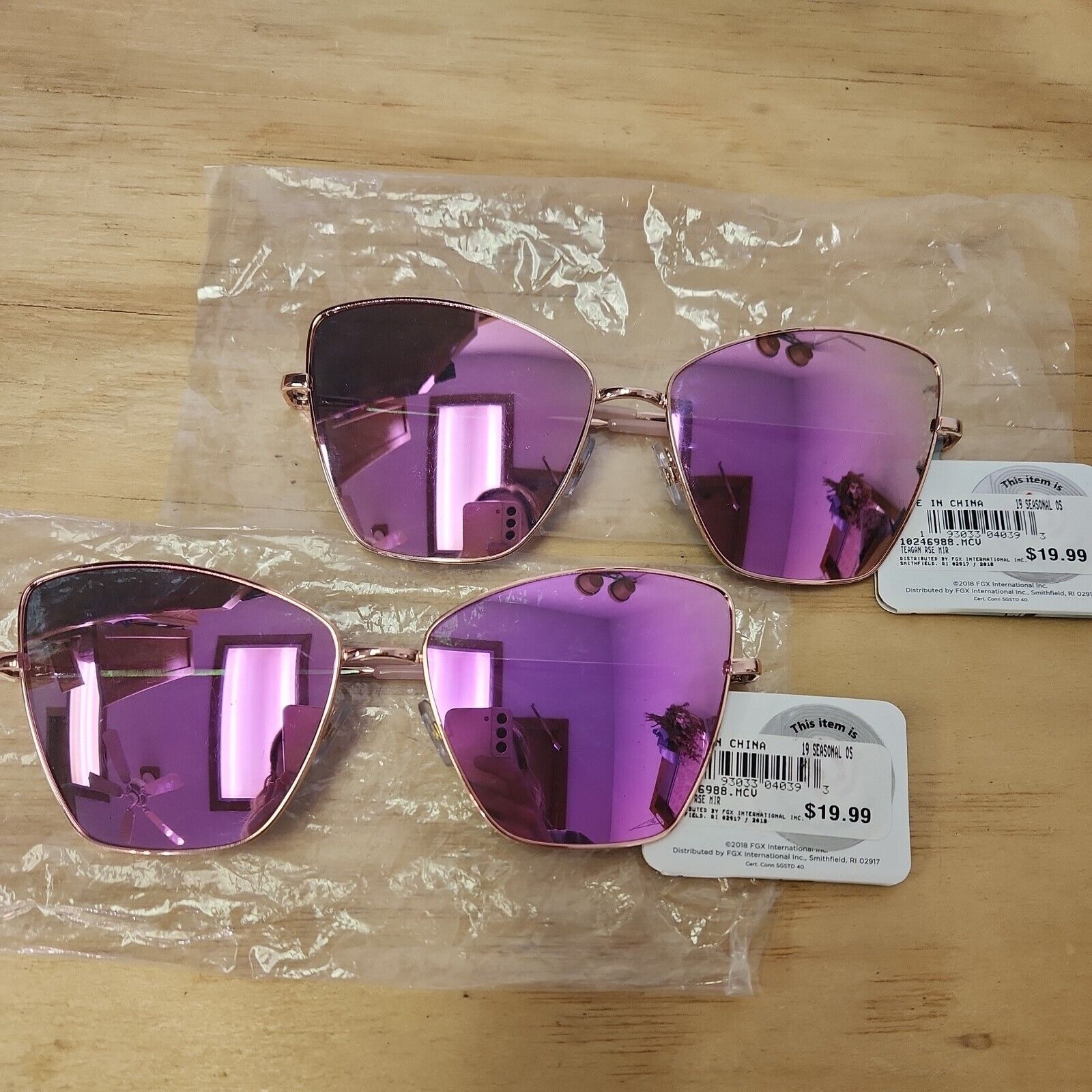 Lot Of 2, Caliblue TEAGAN Pink Lens Oversized Mirrored Womens Sunglasses Caliblue SR1018 TEAGAN RSE MIR MCV