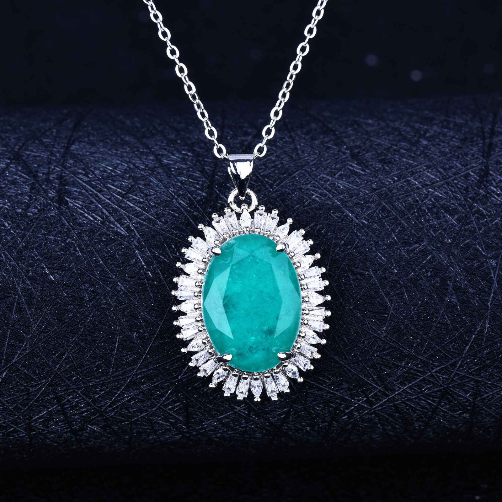 Charming 3pc Jewelry Set Neon Blue Tourmaline Gems Silver Women Earring Necklace Unbranded - фотография #8