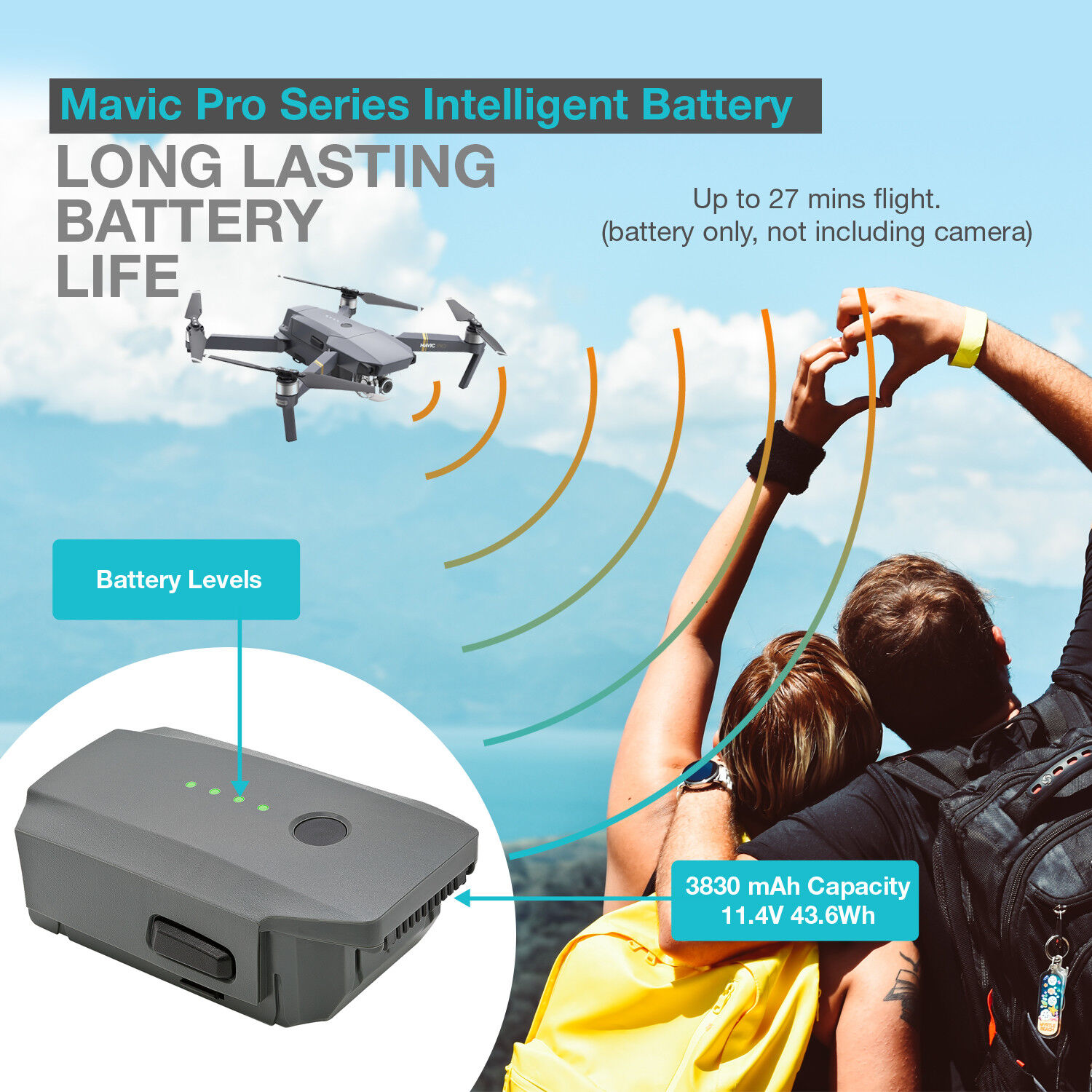 Lot of 2 11.4V 3830mAh Intelligent Flight LiPo Battery For DJI Mavic Pro Battnation Does Not Apply - фотография #8