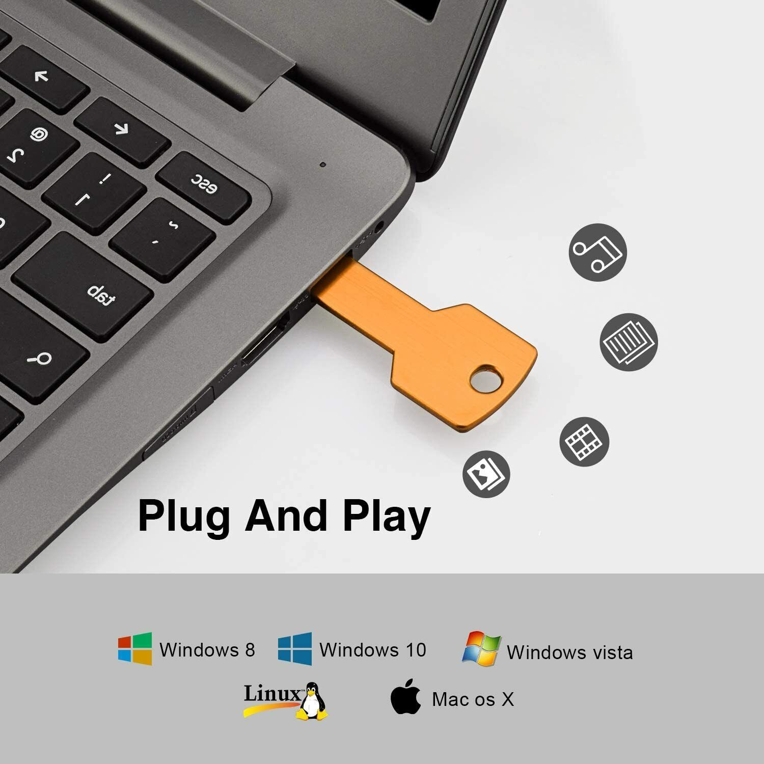 10 Pack USB Flash Drives 4GB Metal Thumb Drive Key Shape Jump Drive Memory Stick Kootion Does Not Apply - фотография #2