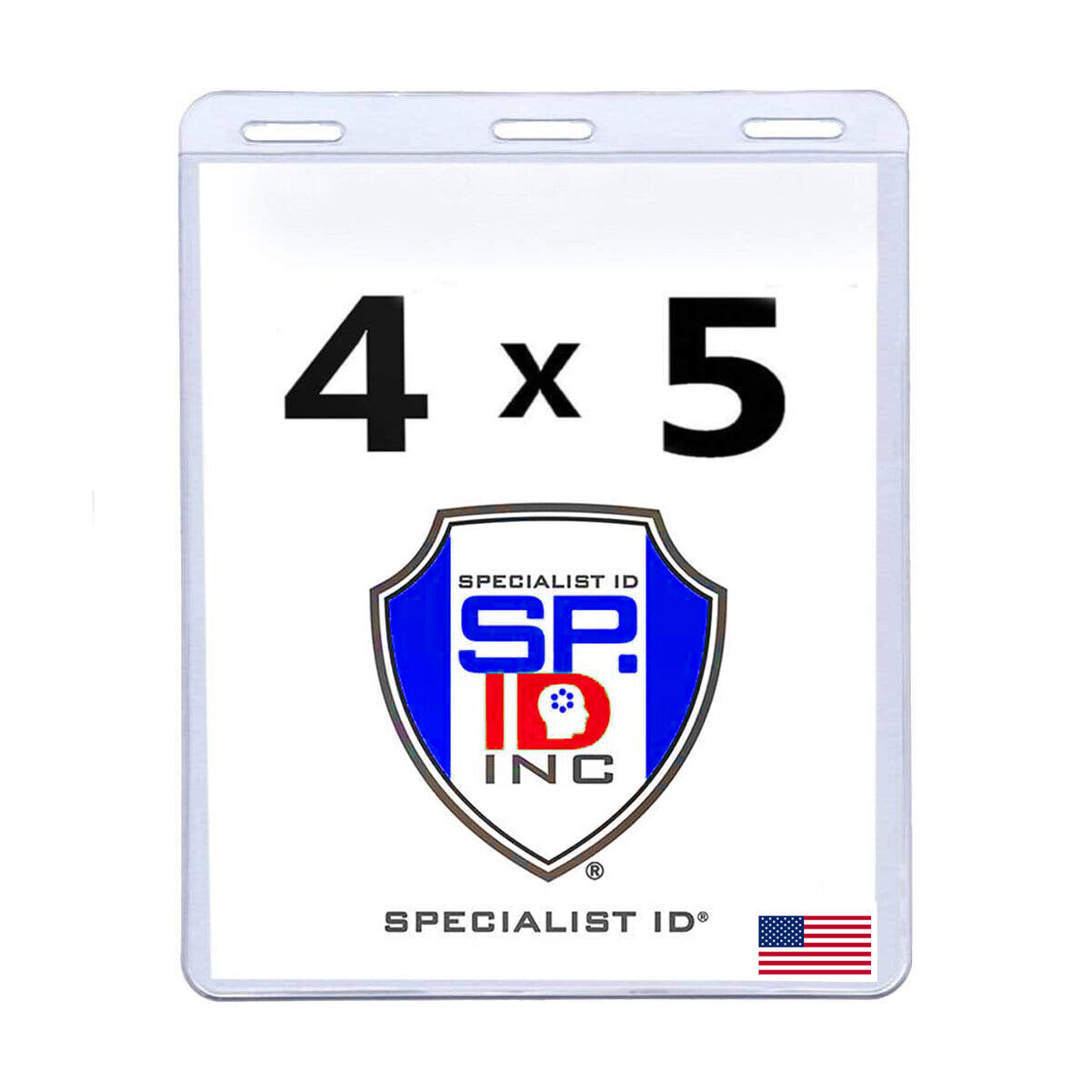 2 Pack - 4x5 Badge Holder Clear - USA Made - Large Badge Protector for ID Cards Specialist ID