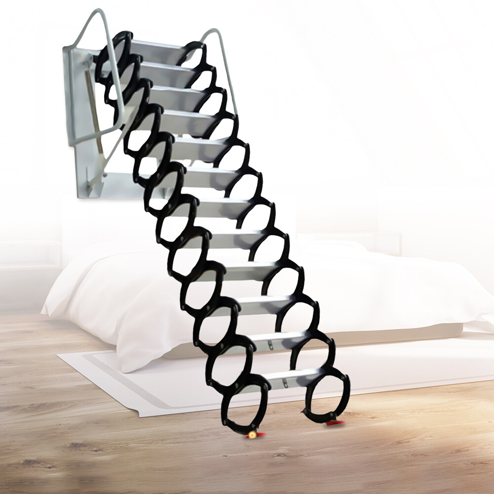 12 Steps Wall Mounted Folding Ladder Loft Stairs White Attic Steps Pull Down  Unbranded 022129 - фотография #6