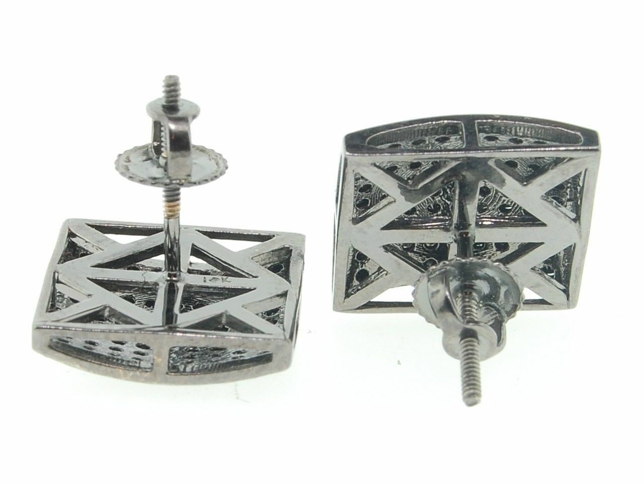Diamond Studs Mens 10K Black Gold Round Pave Square Shape Earrings 1.64 Tcw. JFL Diamonds & Timepieces - фотография #5