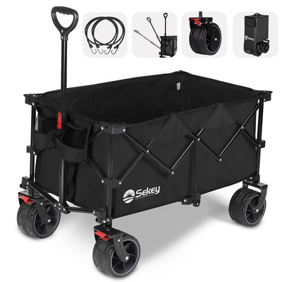 220L Collapsible Foldable Wagon with 330lbs Weight Capacity, Heavy Duty Foldi... Sekey