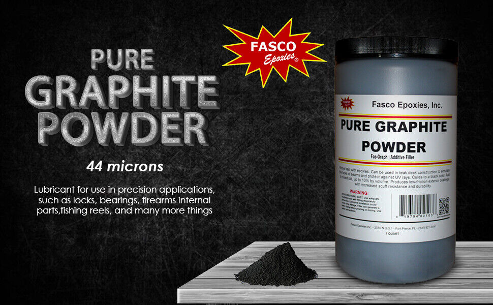 Graphite Powder Pure 44 microns - Uses include: dry lubricant, epoxy (Quart) Fasco Epoxies FIL11 - фотография #2