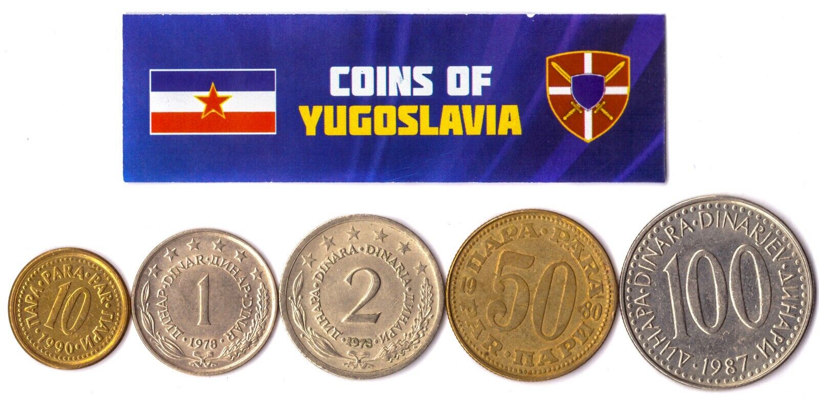 5 YUGOSLAV COINS. EXTINCT COUNTRY IN EUROPE. JUGOSLAVIA COINS FOREIGN CURRENCY Без бренда - фотография #2