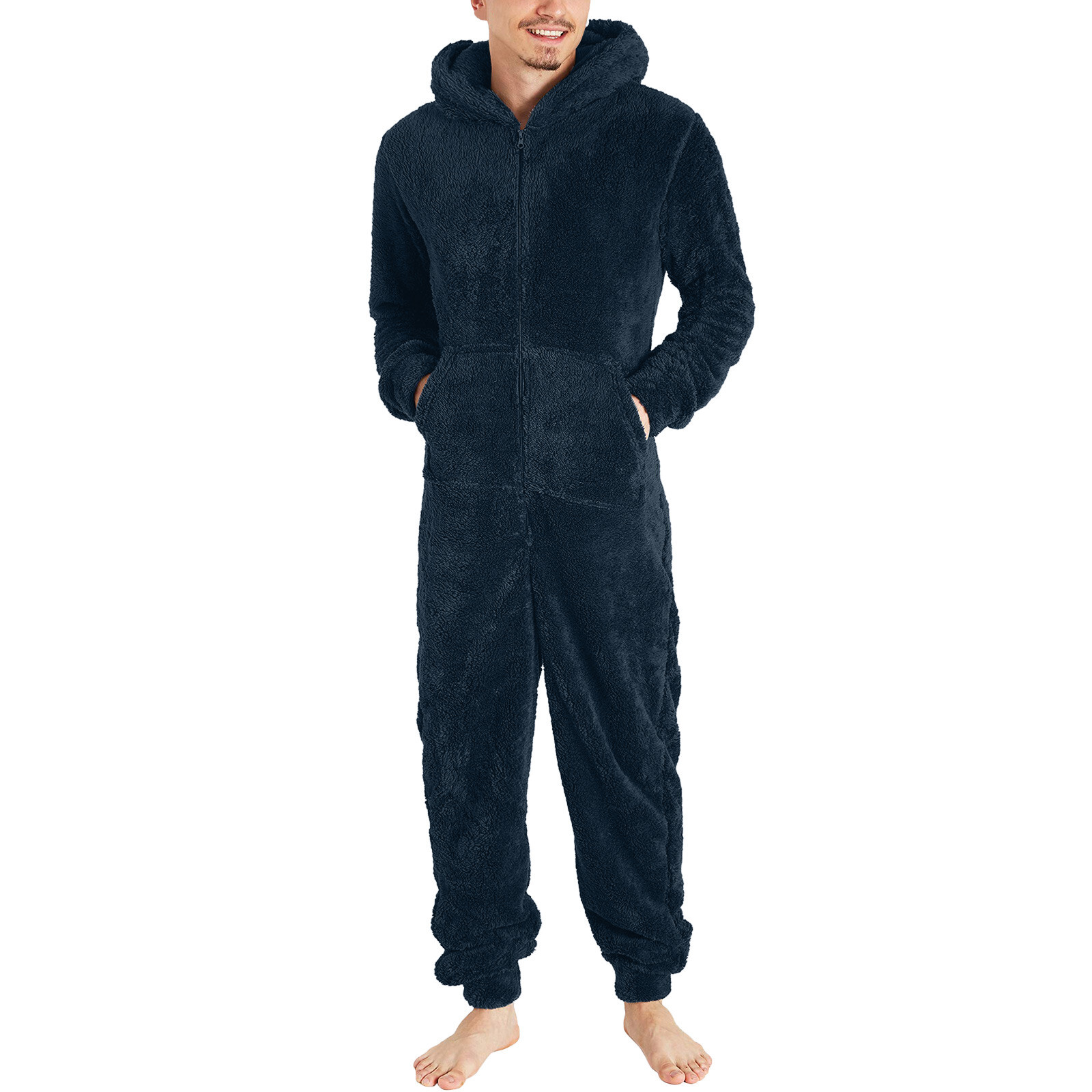 Men Artificial Wool Long Sleeve Pajamas Casual Jumpsuit Pants for Men Formal Unbranded Does Not Apply - фотография #4