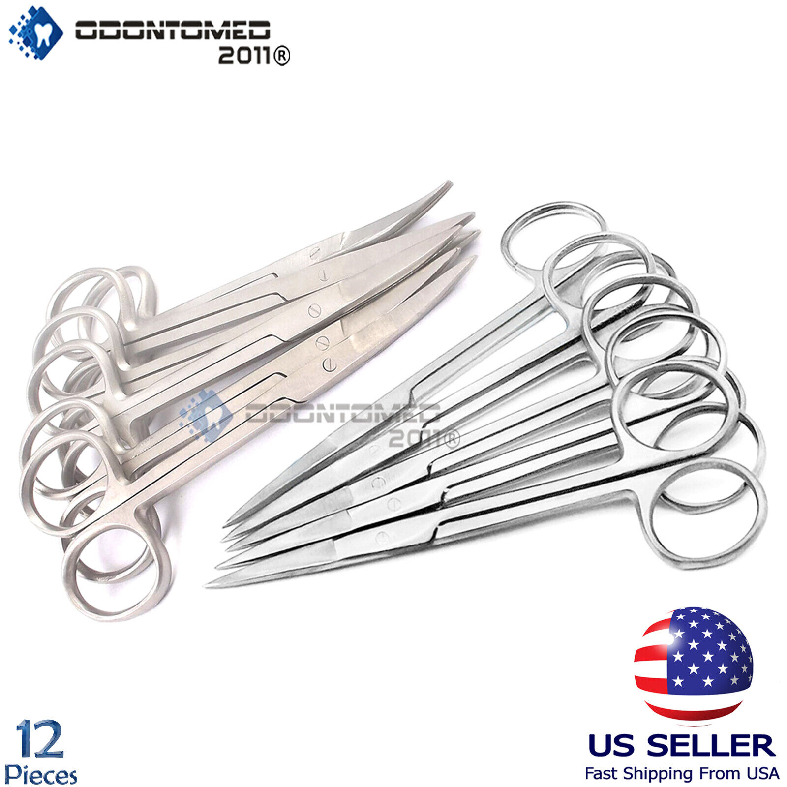 12 Iris Scissors 4.5" Curved & Straight Surgical Dental Instruments ODM Does Not Apply - фотография #2