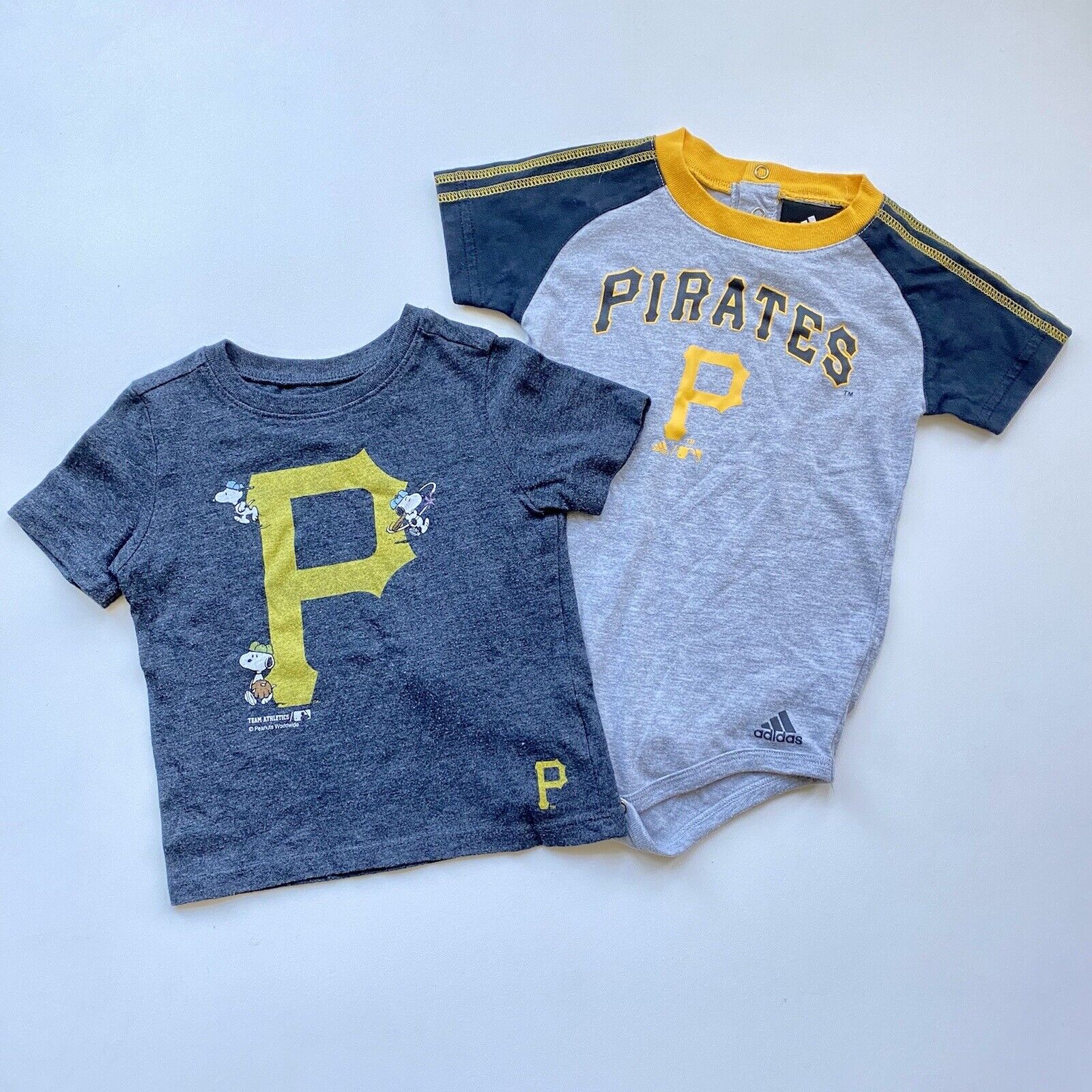 PIRATES Pittsburgh Lot 2 MLB Baseball Adidas Bodysuit T Shirt Snoopy Infant 24m Adidas - фотография #2