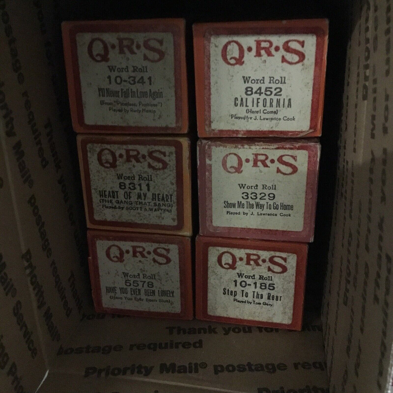 QRS Assorted Lot of 6 Player Piano Roll (#9) QRS 88 Note PIANO ROLL 88 NOTE PLAYER PIANO ROLL