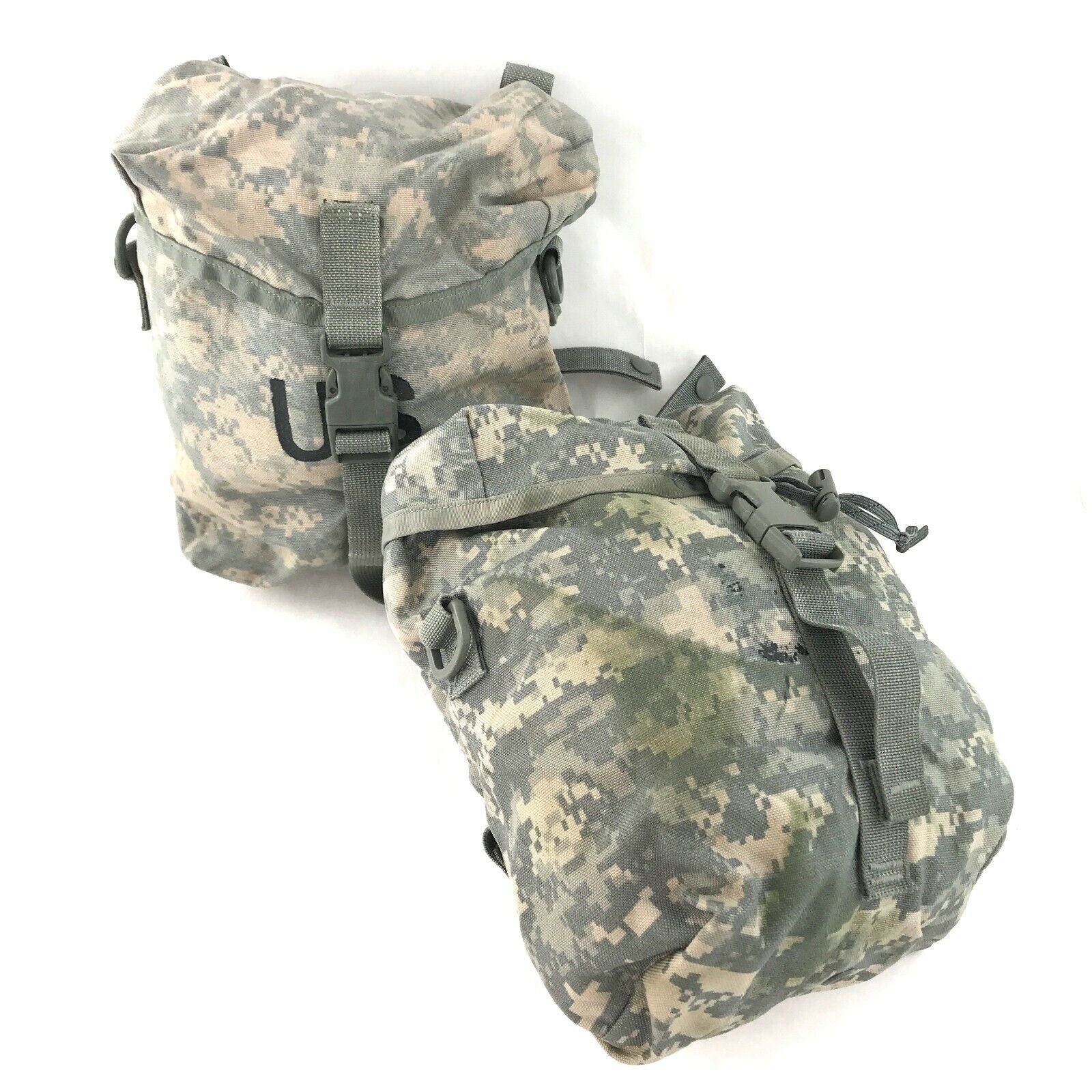 2 USGI MOLLE II Sustainment Pouches for Army ACU Military Rucksack, DEFECT USGI