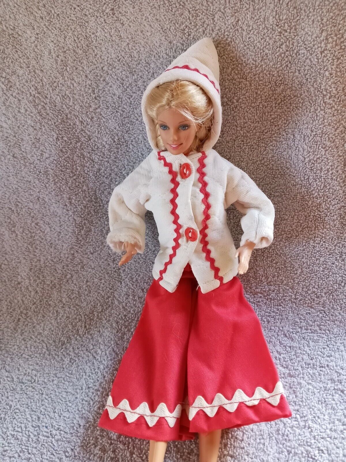 Vtg Barbie Clone Homemade 1960s Jumpsuit Coat Red White Ric Rac Mod Outfit Lot 2 Unbranded - фотография #2