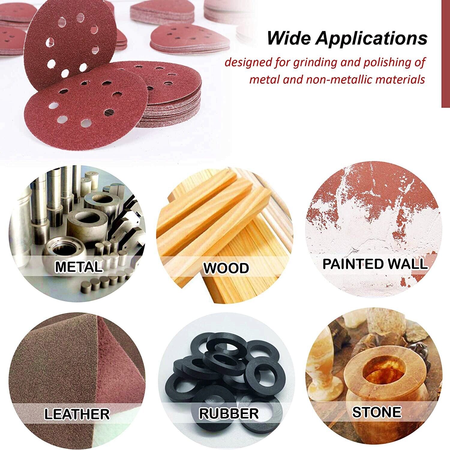 150PC 5 inch Sanding Discs 60-600 Grit Hook Loop 8-Hole Orbital Sander Sandpaper Selead Does Not Apply - фотография #7