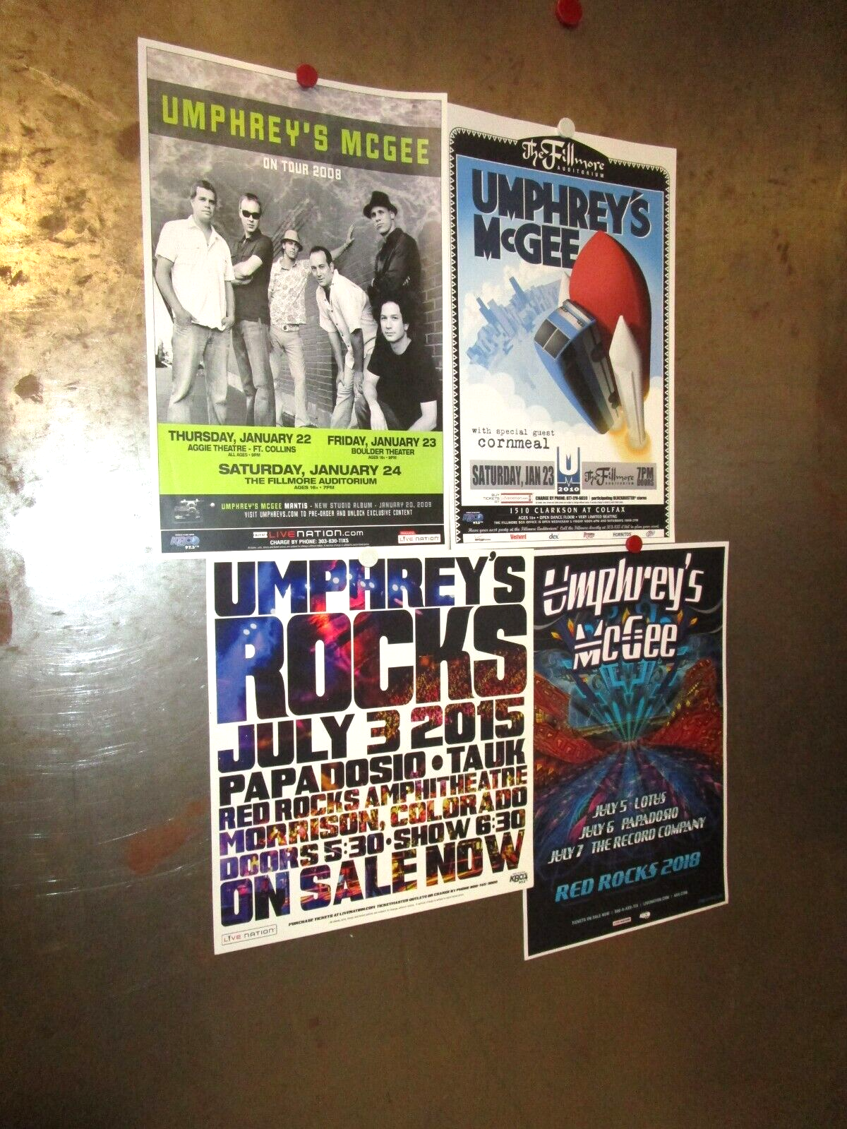 UMPHREY'S MCGEE Lot of 4 SHOW FLYERS Fillmore Auditorium Red Rocks Denver CO JAM Без бренда - фотография #2