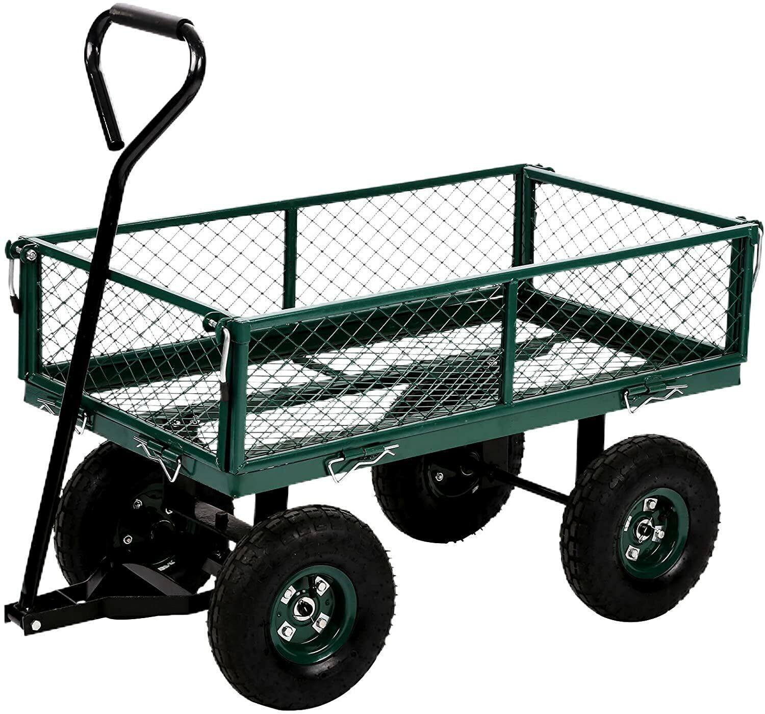 Heavy Duty Steel Utility Cart Lawn Outdoor Dump Wagon Cart Green Garden Cart Dkeli DK-87-GREEN - фотография #3