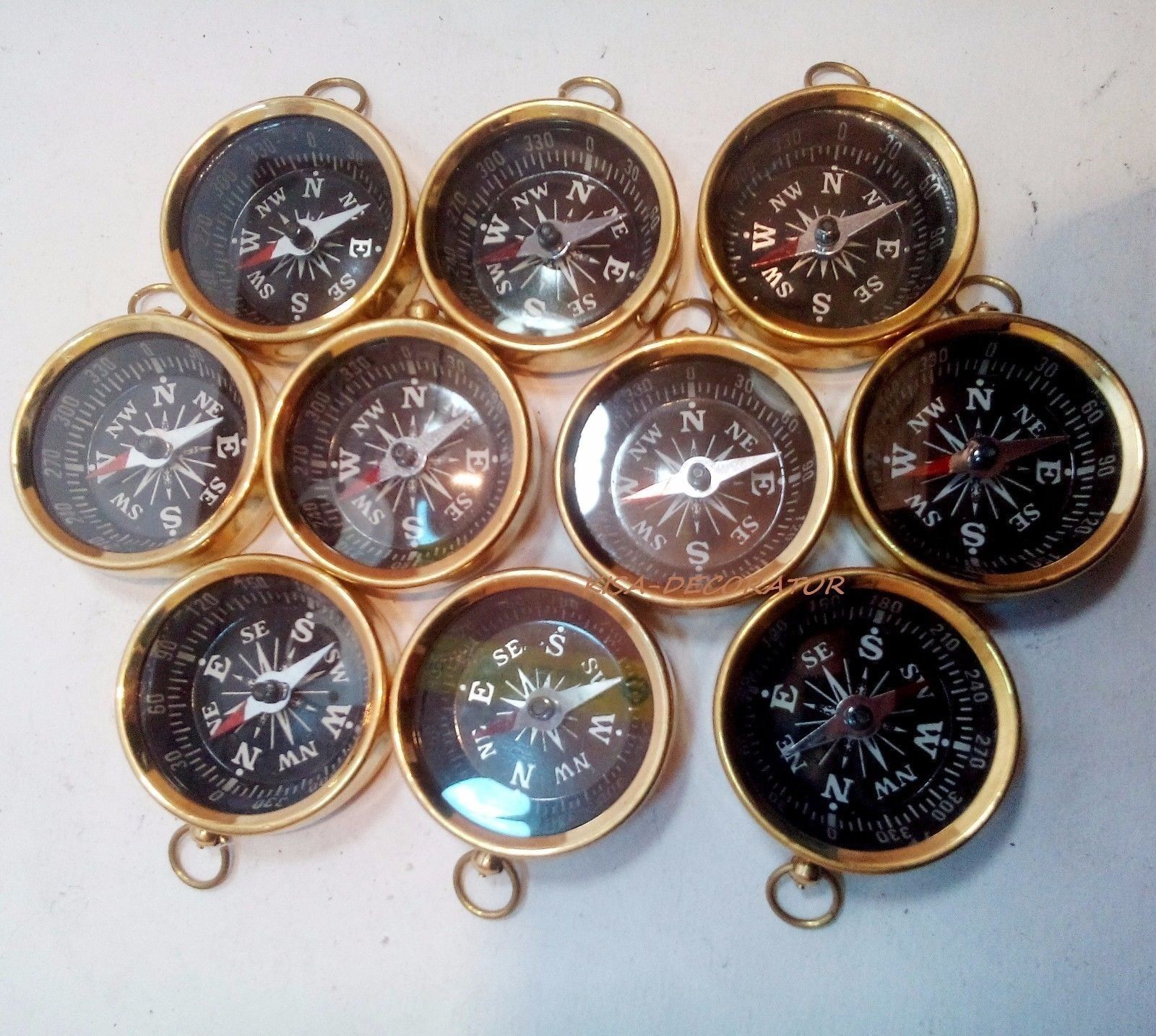 Brass Compass Key Chain Antique Compass Nautical Pocket Key Ring LOT OF 10 PCS Без бренда