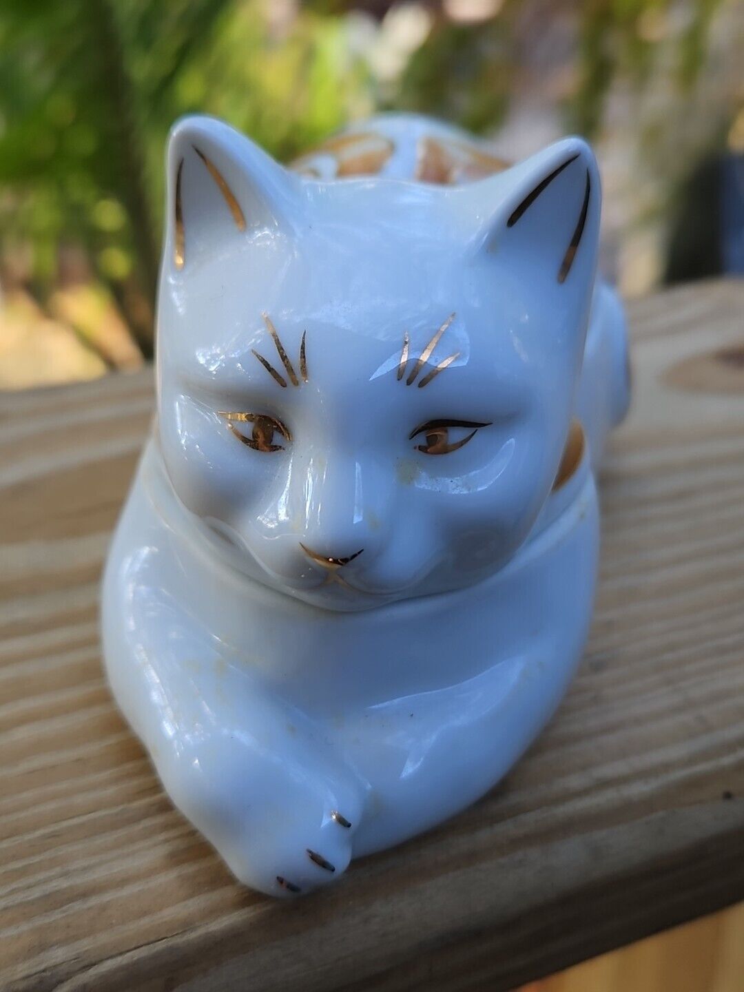 Elizabeth Arden Cat Trinket Box Candle Scented GOLD GILT Vintage Porcelain  Без бренда - фотография #5