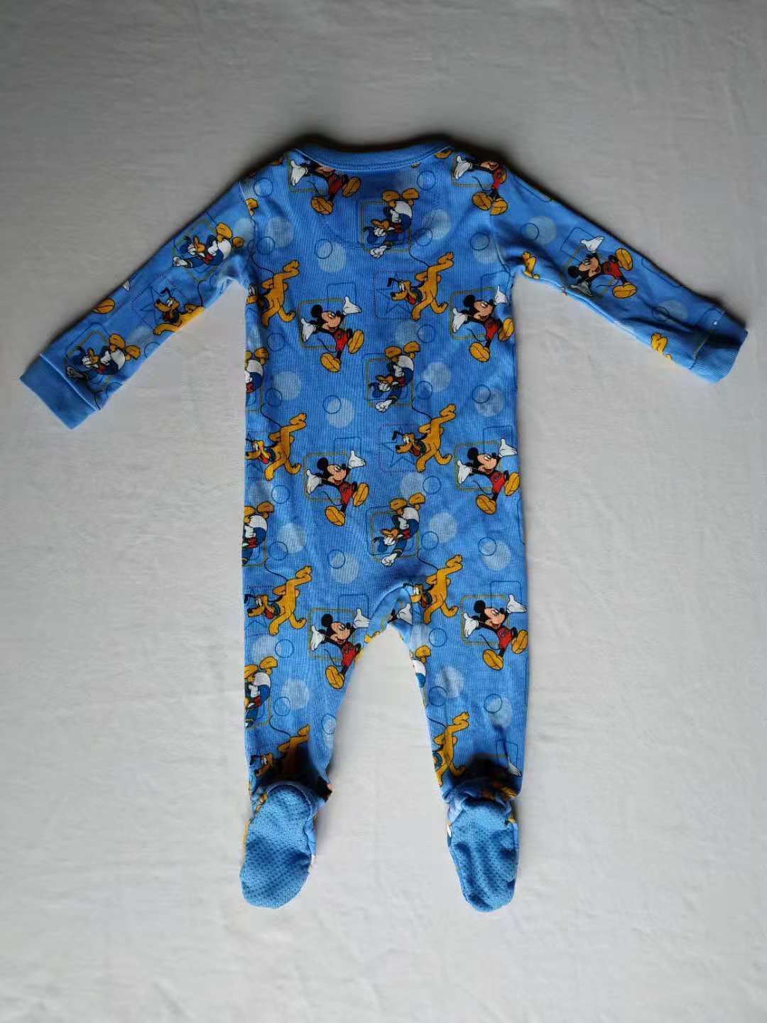 Lot 2 Baby Boy 3-12 mo Disney PJ Bodysuit Footed Long Sleeve Blue Mickey Stripe Disney - фотография #3