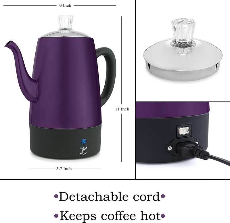 Electric Coffee Percolator | Body with Stainless Steel Lids Coffee Maker | Perco Does not apply - фотография #5