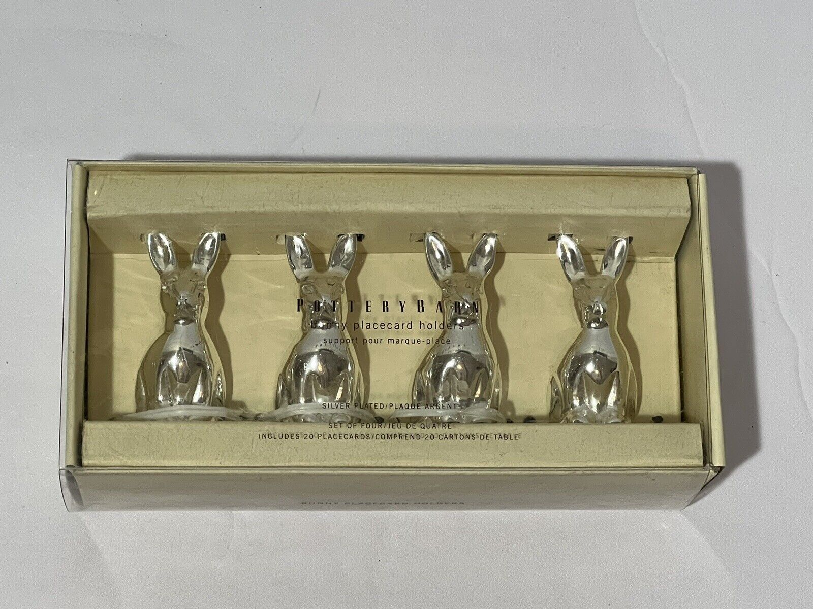 Pottery Barn NIB Weighted Bunny Rabbit Silver Place Card Holders Set Of 4 Без бренда - фотография #3
