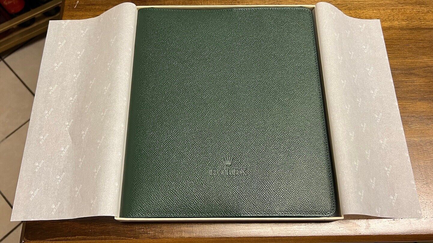 Rolex Notebook Padfolio Green Leather w/Rolex Green Pen 9.75"x12.5" Rolex x12 .5 - фотография #2