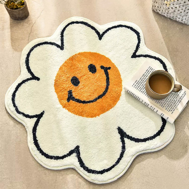 Bathroom Rugs Cute Bath Mat Sunflower Mat Happy Face Rug Strong Water Absorption Does not apply