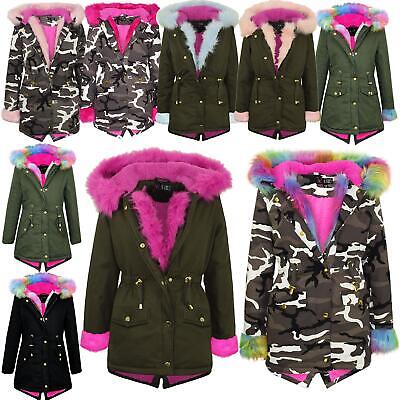 Kids Hooded Jacket Girls Rainbow Fur Parka School Jackets Outwear Coat 7-13 Year A2Z 4 KIDS - фотография #2
