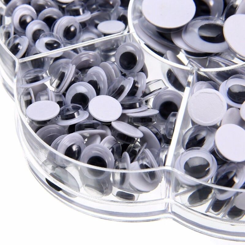 700pc Wiggle Wiggly Googly Eyes Self Adhesive Black 7 Sizes 4-12mm Crafts Unbranded Does Not Apply - фотография #5