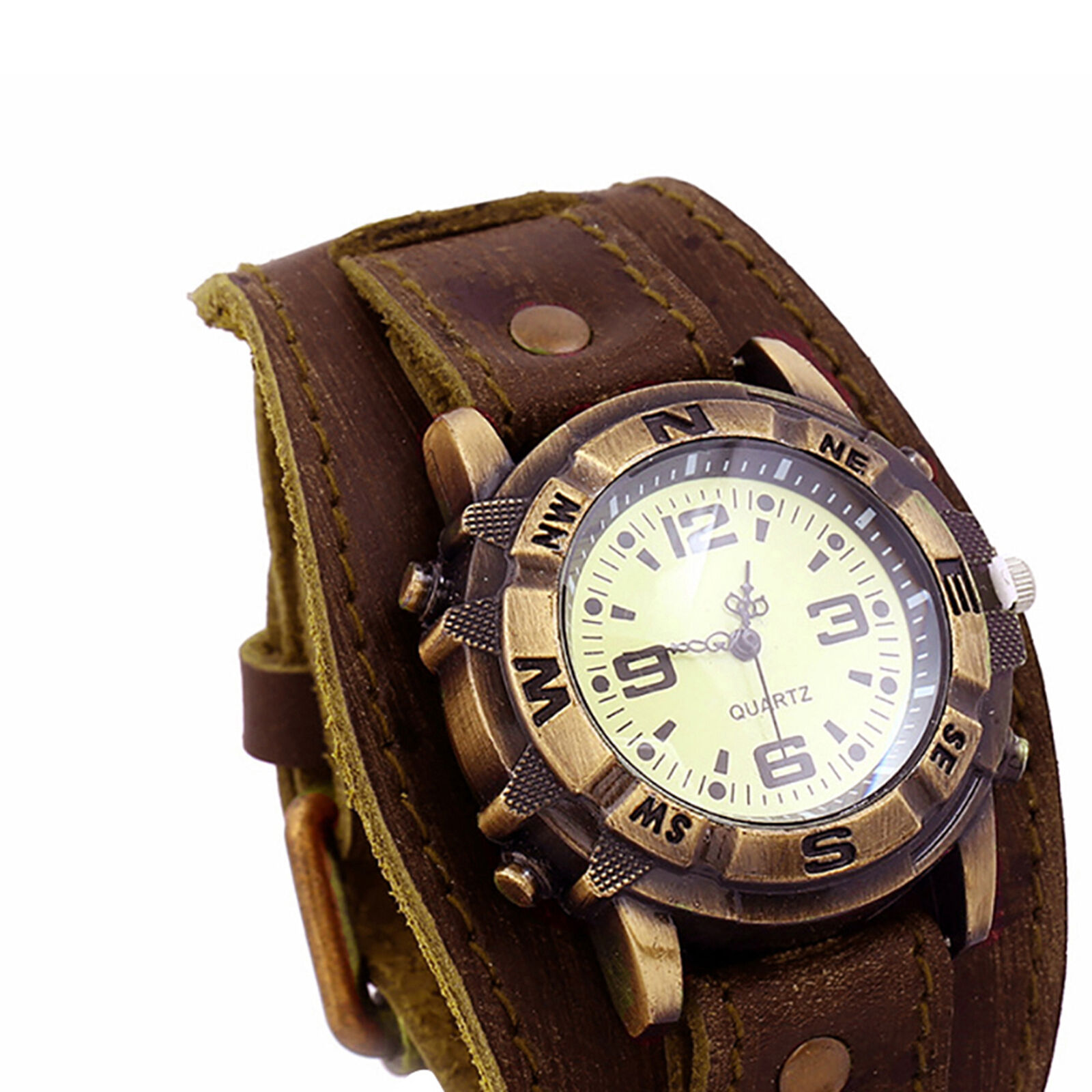 Quartz Wristwatch Round Dial Durable Faux Leather Band Watch Adjustable Unbranded - фотография #7