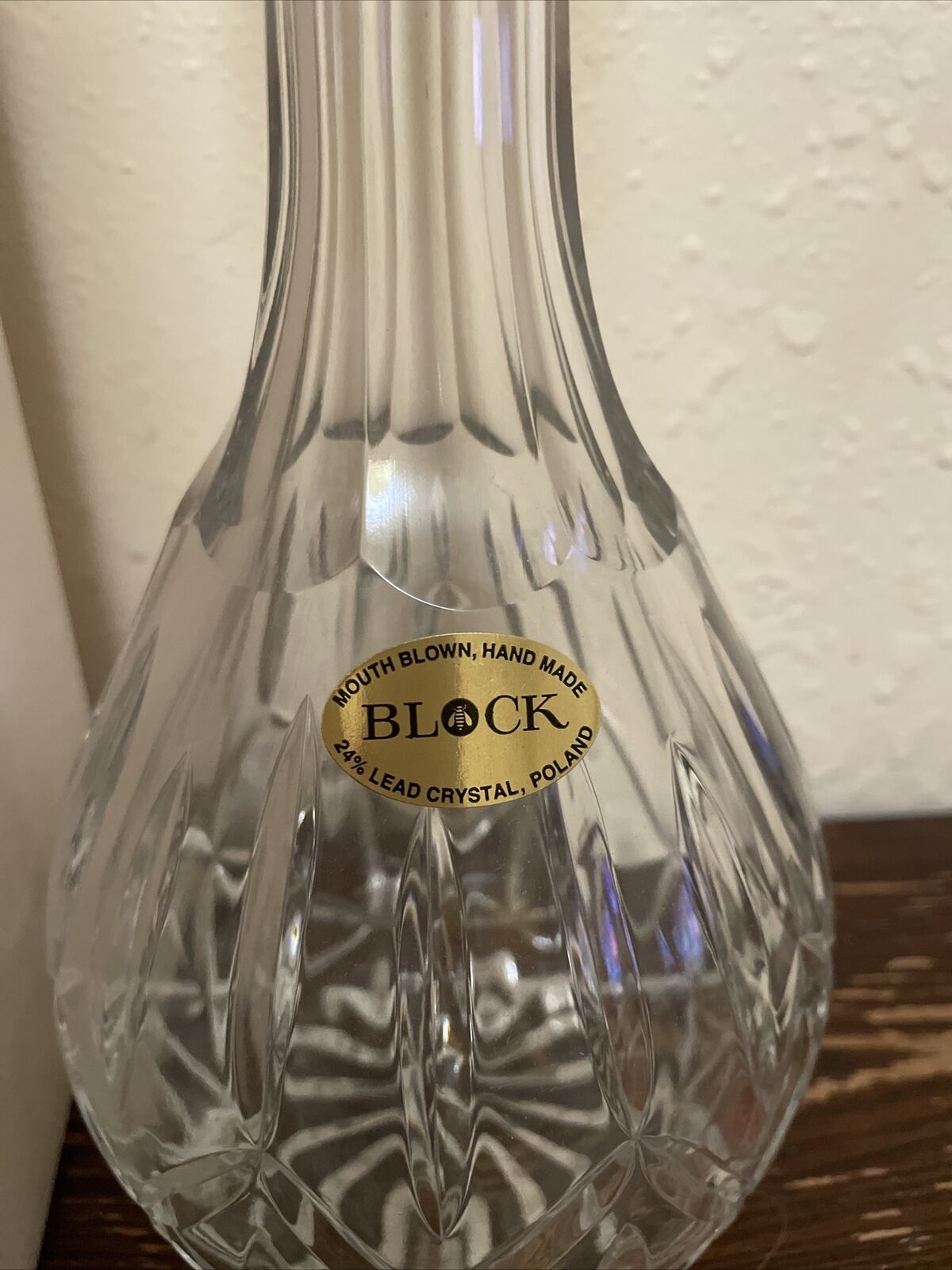 NEW BLOCK Crystal Poland 24% Lead Crystal Olympic Large Wine Decanter Tear Drop Block - фотография #2