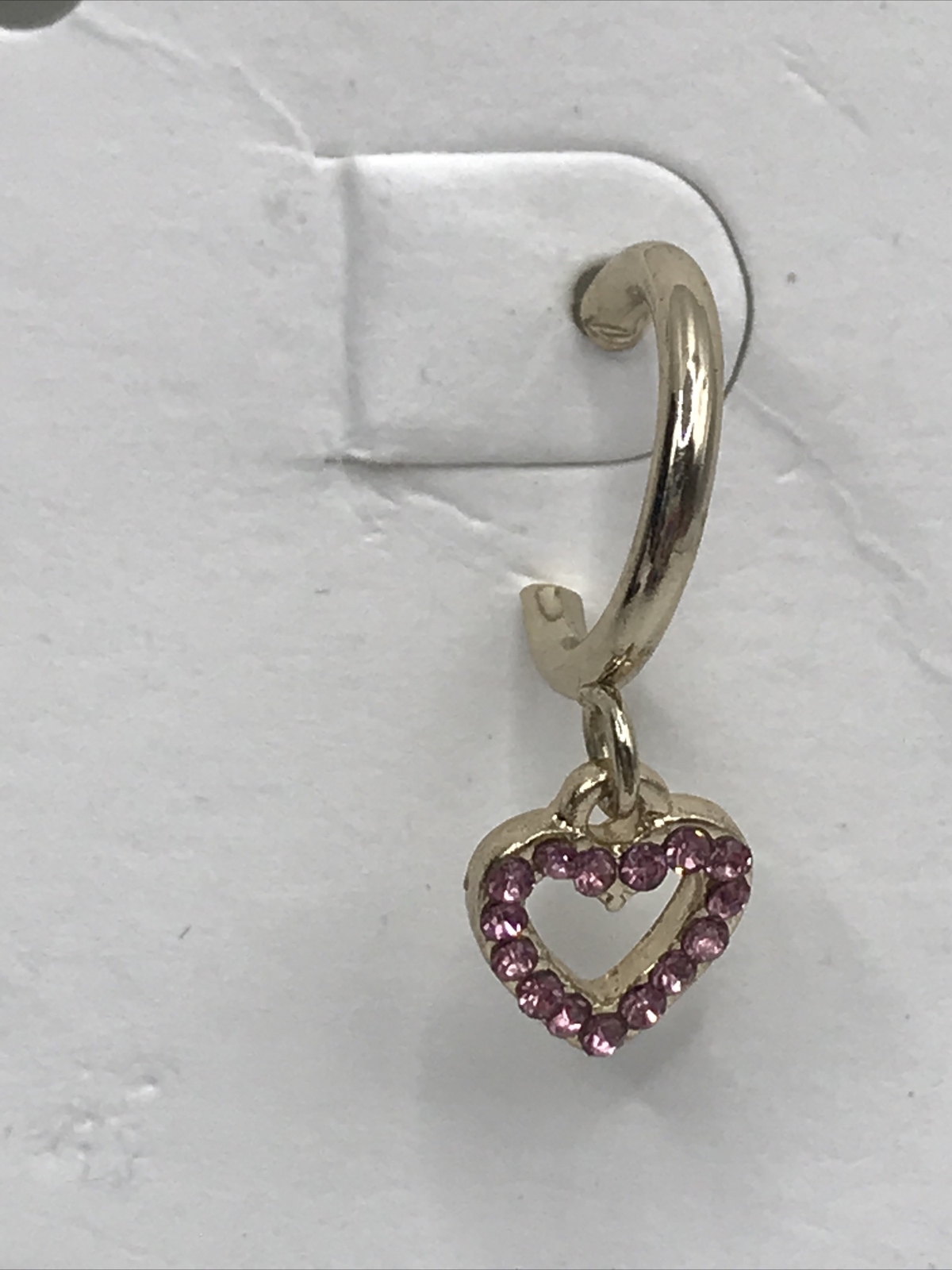 BANANA REPUBLIC Huggie Heart Gold Tone Pink Crystals EARRINGS NWT Banana Republic - фотография #3