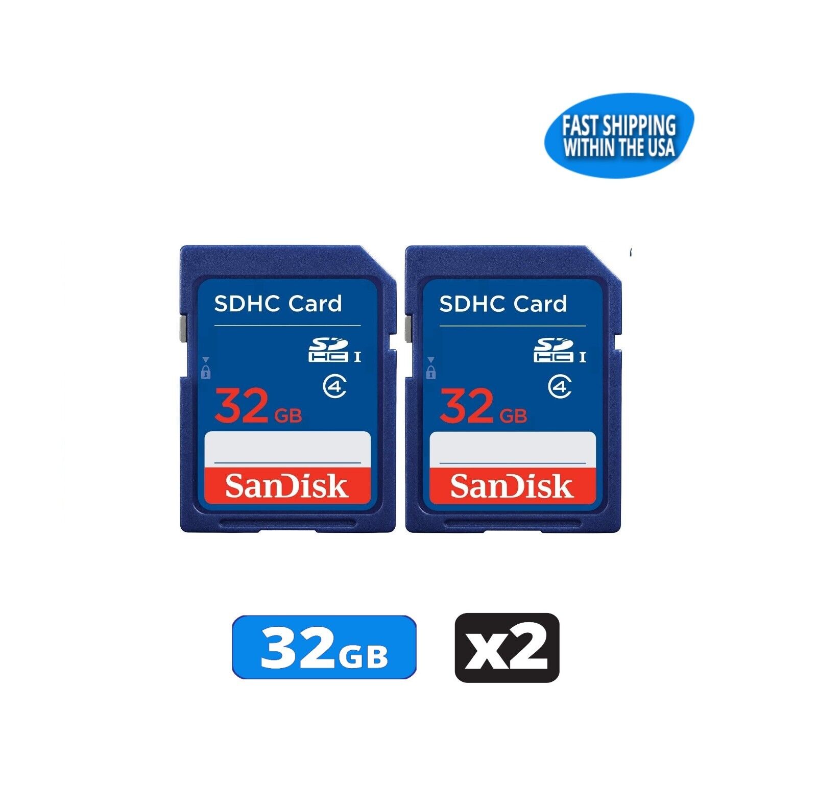 32GB Sandisk SD Memory Cards for Digital Cameras/Trail Camera/Computers (2 Pack) SanDisk SDSDB-032G-B35