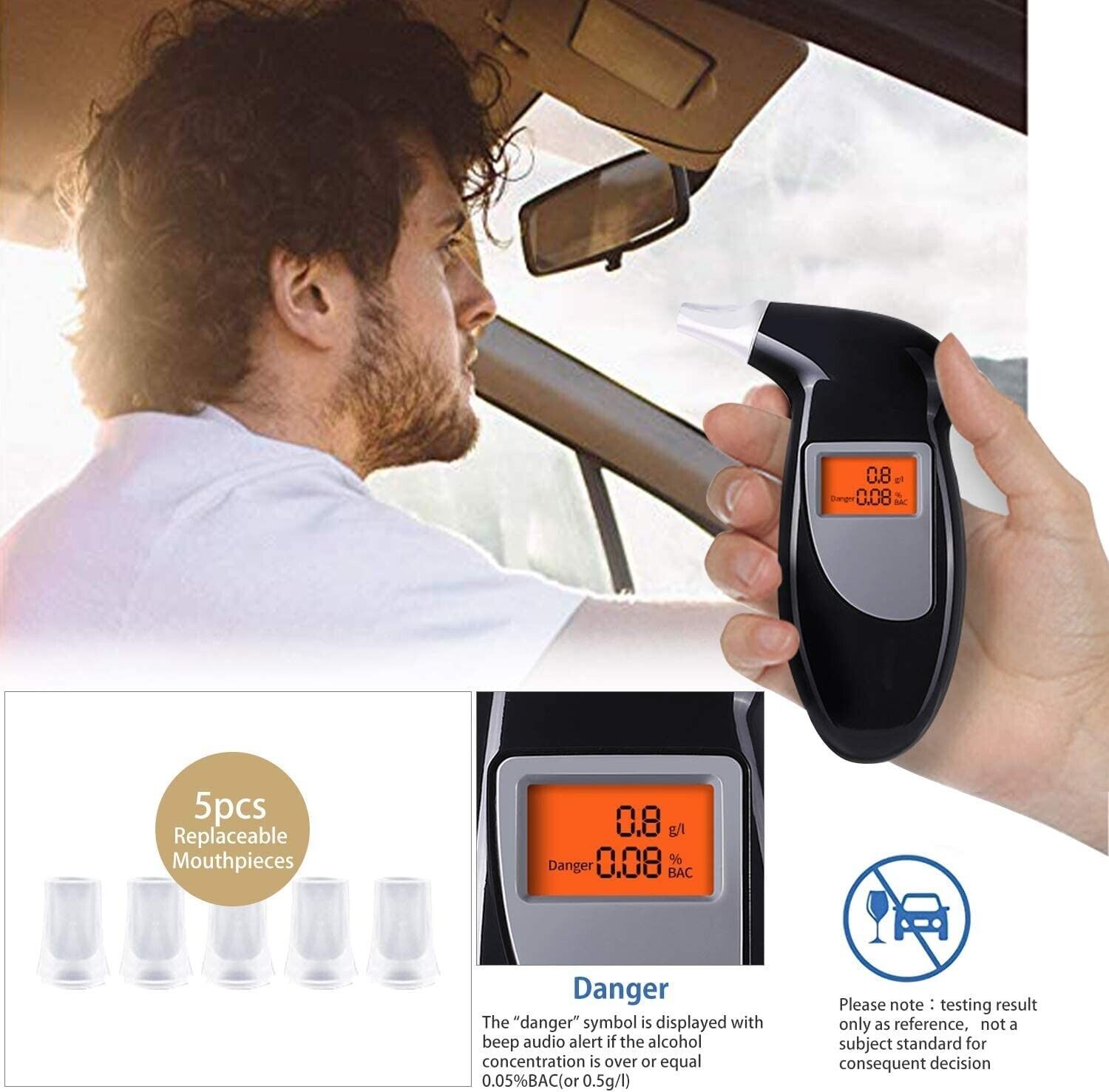Digital LCD Police Breath Breathalyzer  Alcohol Tester Test Analyzer Detector US Candeal Does Not Apply - фотография #7