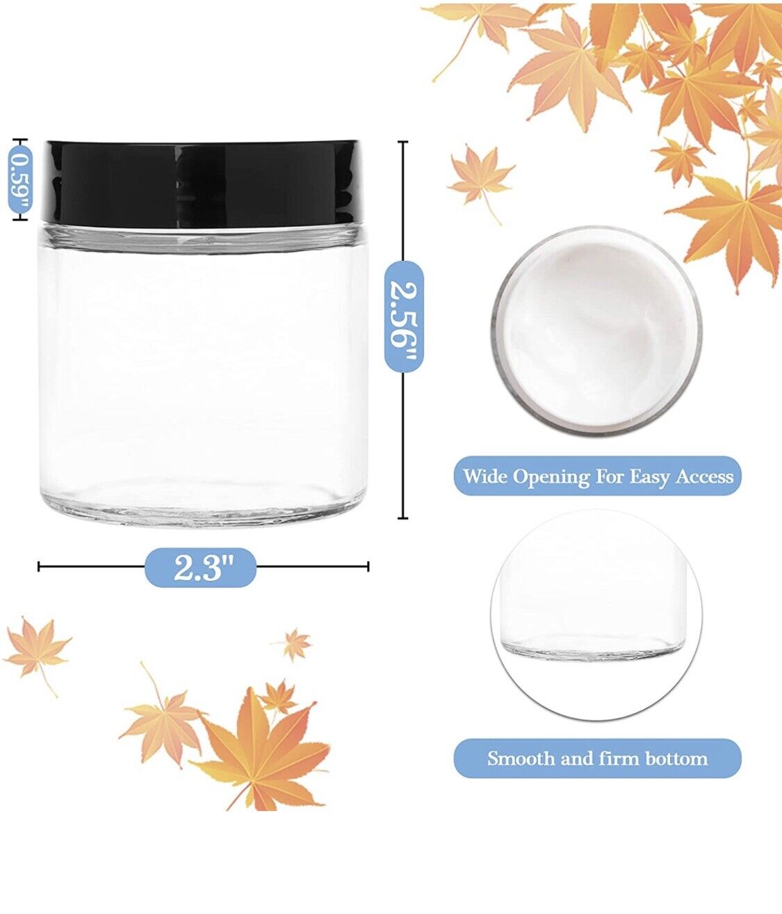 4 Oz Clear Round Glass Jars (24pack) New With Inner Liners And Black Lids 🌷🌷 USA jars - фотография #5