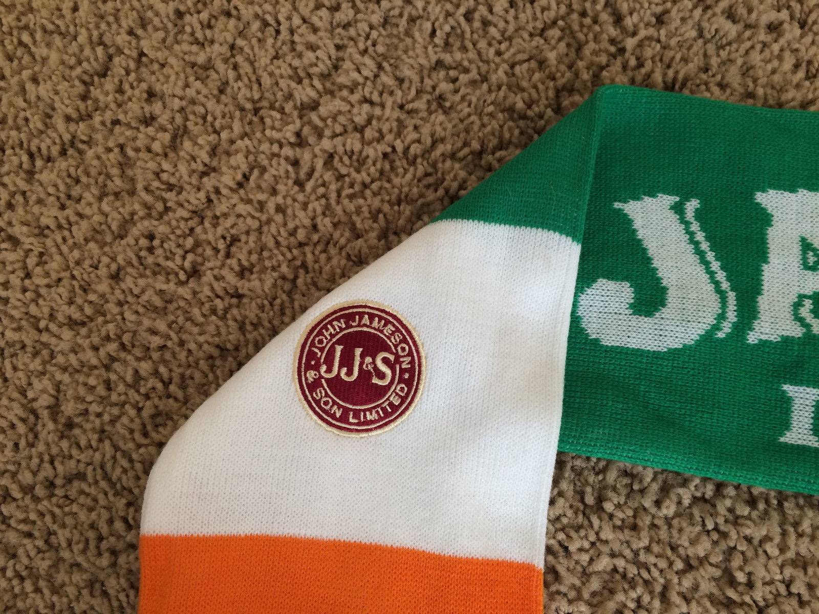 Jameson Whiskey St Patricks Day Embroidered Irish Flag Unisex Knitted Scarf, NEW Jameson - фотография #4