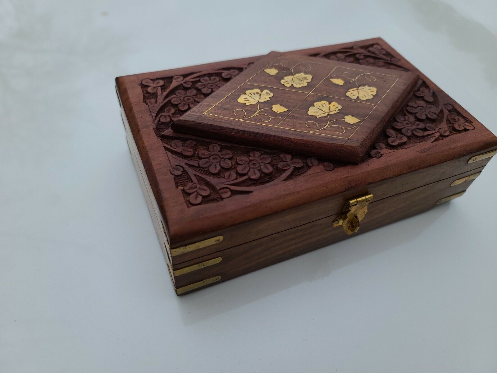 Handcrafted Decorative Wooden Keepsake Jewelry Trinket Box Storage Organizer Box Ajuny