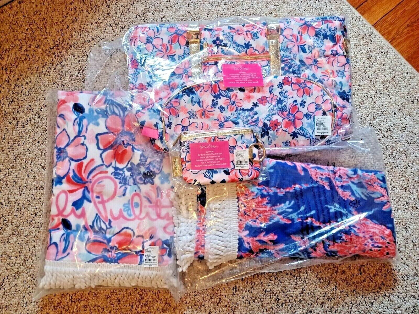 NWT SET LILLY PULITZER INSULATED TOTE BAG,2 BEACH TOWELS,1 COSMETIC POUCH PURSE  Lilly Pulitzer