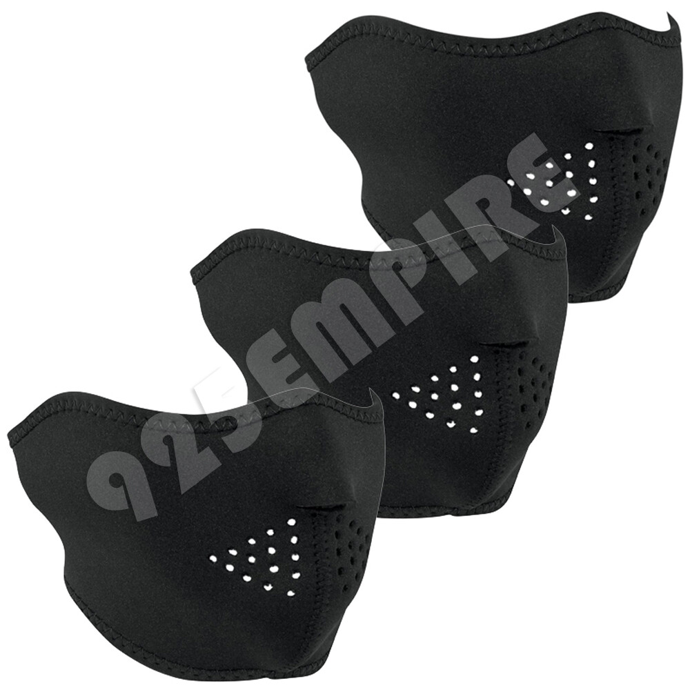  3 Pack Black Neoprene Half Face Mask Reusable Washable Lot Unbranded
