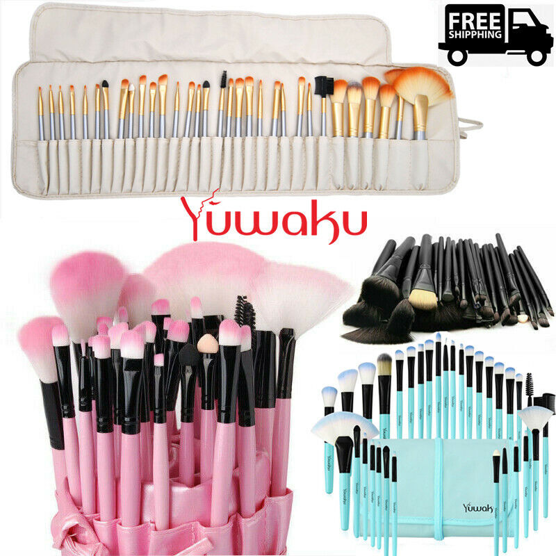 32PCS Pro Make up Brushes Set Cosmetic Foundation Powder Lip Tool +Luxury Bag US YUWAKU Does not apply