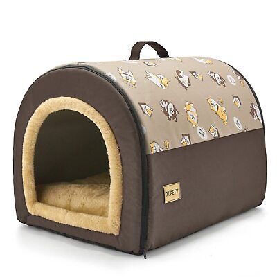 Dog House Cozy, 2 in 1 Small Dog House, L Size for Small Medium Dog, Comfy Ca... Jiupety