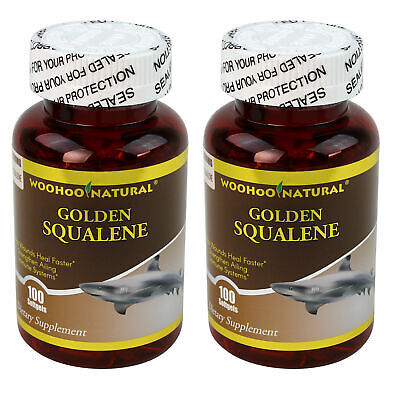 2 x WOHO Natural Golden Squalene 1000 mg 100 Softgels Fresh Made In USA WooHoo Natural 40571x2