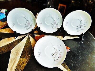 4 USED MIKASA MY LOVE # 8243 FINE PORCELAIN CHINA SAUCERS 6"R MADE IN JAPAN Mikasa Does Not Apply